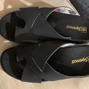 Spenco Oasis Black Supportive Slide Sandals 9.5